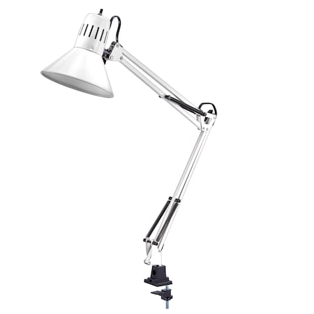 Bostitch LED Swing Arm Desk Lamp with Metal Clamp Mount, White VLF100-WHT